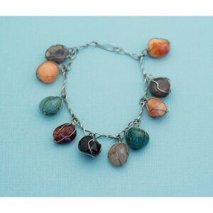 Vintage Colorful Stone Bracelet 7.5 Inches E19